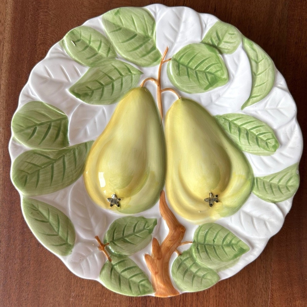 Erik Van Horn Fruit du Jour Plates Set of 6 Shafford Majolica 1987 Vintage - Picture 6 of 10